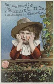 Flannels Gallery: Sulking Boy Leaning On Fence (chromolitho)