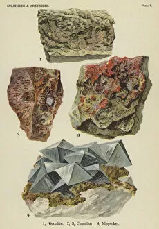 Sulphides and arsenides, niccolite, cinnabar, mispickel (colour litho)
