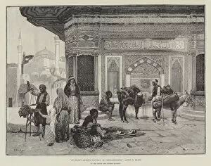 At Sultan Ahmed's Fountain in Constantinople (engraving)