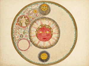 The Sun: a design for a plate, (pencil, w/c, heightened with gold)
