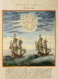 The sun and the stars guiding the sailors on their way, from the Atlas Maior The sun and the stars guiding the sailors on their way, from the Atlas Maior