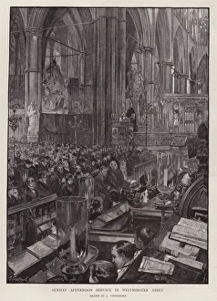 Sunday afternoon service in Westminster Abbey, London (litho) Sunday afternoon service in Westminster Abbey, London (litho)
