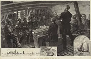 Sunday Service in the North Sea Fishing Fleet, the Thames Church Mission (engraving)