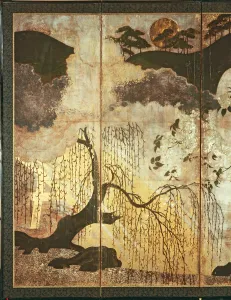 Sunny Landscape (pen & ink, colour, gold paper on panel) (see 216577, 216578) Sunny Landscape (pen & ink, colour, gold paper on panel) (see 216577, 216578)