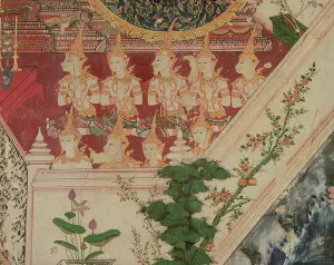 Supernatural beings in adoration, Wat Suwannaram, Thonburi, 1831 (fresco) Supernatural beings in adoration, Wat Suwannaram, Thonburi, 1831 (fresco)