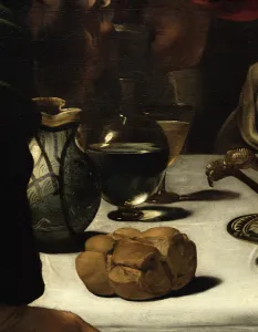 The Supper at Emmaus, 1601 (oil and tempera on canvas) (detail of 928) The Supper at Emmaus, 1601 (oil and tempera on canvas) (detail of 928)