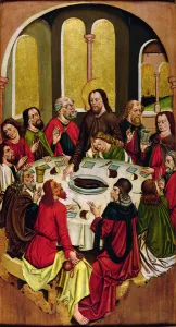 <b class=qtipBold><figcaption>The Last Supper, Turocbela, 1480-90</figcaption></b><br>BAL49159 The Last Supper, Turocbela, 1480-90 by Hungarian School, (15th century); Hungarian National Gallery, Budapest, Hungary; Hungarian, out of copyright. possible copyright restrictions apply, consult national copyright laws<br><em>© Hungarian National Gallery, Budapest, Hungary / Bridgeman Images</em> The Last Supper, Turocbela, 1480-90