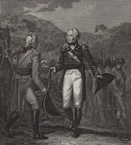 Surrender of General Burgoyne's army at Saratoga, 1777 (engraving) Surrender of General Burgoyne's army at Saratoga, 1777 (engraving)