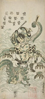 Susano-o no Mikoto Killing the Eight-headed Dragon, 1748 (colour woodblock print; hosoban)