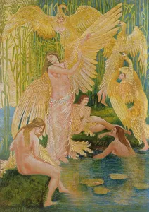 Weeping Willow Gallery: The Swan Maidens, 1894 (oil & mixed media on paper)