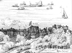 The Swan Theatre on the Bankside as it appeared in 1614 (engraving) The Swan Theatre on the Bankside as it appeared in 1614 (engraving)