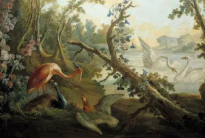 Swans and peacocks Painting by Francois Boucher (1703-1770) 18th century Paris Swans and peacocks Painting by Francois Boucher (1703-1770) 18th century Paris