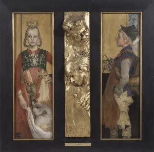 A Swedish Fairytale, diptych with relief panel and frame, 1897 (oil on canvas A Swedish Fairytale, diptych with relief panel and frame, 1897 (oil on canvas