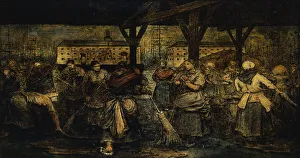 The Sweepers; Les Balayeuses, (thinned oil, pen and ink on board) The Sweepers; Les Balayeuses, (thinned oil, pen and ink on board)