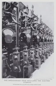 The switch-board that regulates the electric current (b/w photo) The switch-board that regulates the electric current (b/w photo)