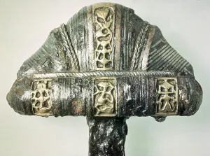 Nordic Gallery: Detail of a sword hilt with stamped decoration (brass and iron)
