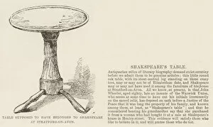Belonged Gallery: Table supposed to have belonged to Shakspeare at Stratford-on-Avon (engraving)