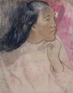 A Tahitian Woman with a Flower in Her Hair, 1891-92 (charcoal, pastel, and wash) A Tahitian Woman with a Flower in Her Hair, 1891-92 (charcoal, pastel, and wash)