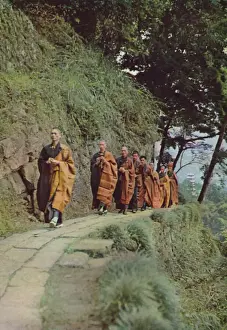 Taiwan: Buddhist monks climbing mountain, 1963 (photo) Taiwan: Buddhist monks climbing mountain, 1963 (photo)