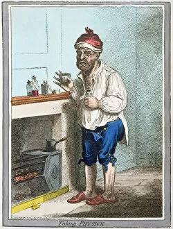 Taking Physick, published by Hannah Humphrey in 1800 (hand-coloured etching)