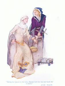 Taking the Queen by the wrist, Hamlet held her fast and made her sit down (Hamlet) Taking the Queen by the wrist, Hamlet held her fast and made her sit down (Hamlet)