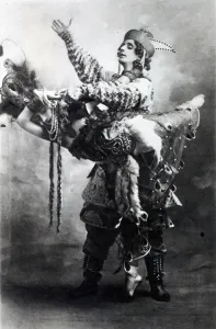In Costume Gallery: Tamara Karsavina and Michel Fokine in The Firebird, 1910 (b / w photo)