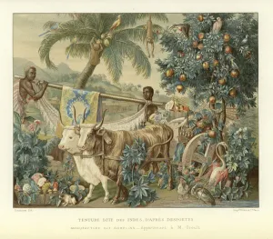 Tapestry depicting an Indian scene (colour litho) Tapestry depicting an Indian scene (colour litho)