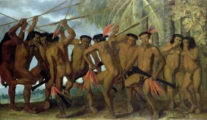 Tapuya men of North Eastern Brazil in war dance, 1641 Tapuya men of North Eastern Brazil in war dance, 1641