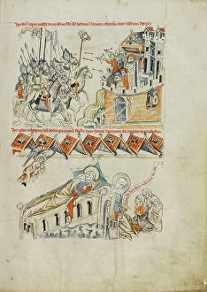 Xiv Century Collection: The Tartars Carrying the Head of Heinrich before Castle Liegnitz; Saint Hedwig Seeing in a Dream