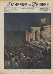 The Teatro dei Ventimila in the courtyard of the Sforza Castle in Milan (colour litho) The Teatro dei Ventimila in the courtyard of the Sforza Castle in Milan (colour litho)