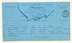 Telegram from Rimbaud to his mother, Marseille, May 22, 1891. Charleville, Musee Rimbaud