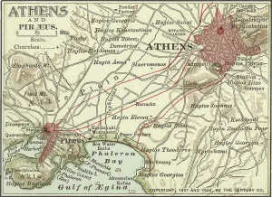 Map of Athens, c.1900 (engraving) Print