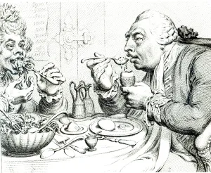 Temperance Enjoying a Frugal Meal , caricature of George III and Queen Charlotte Temperance Enjoying a Frugal Meal , caricature of George III and Queen Charlotte