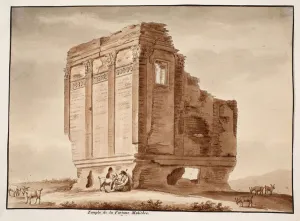 Temple of Fortuna Muliebre, 1833 (etching with brown wash) Temple of Fortuna Muliebre, 1833 (etching with brown wash)