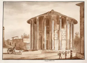 The Temple of Hercules Victor, 1833 (etching with brown wash) The Temple of Hercules Victor, 1833 (etching with brown wash)
