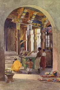 The Temple of the Tooth, Kandy, Interior (colour litho) The Temple of the Tooth, Kandy, Interior (colour litho)