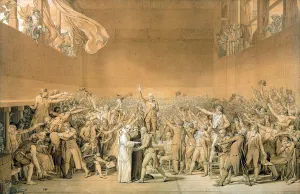 The Tennis Court Oath, 20th June 1789, 1791 (pen washed with bistre with highlights The Tennis Court Oath, 20th June 1789, 1791 (pen washed with bistre with highlights