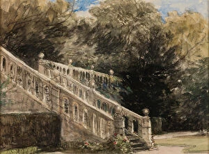 Backyard Collection: The Terrace, Haddon, 1845 (watercolour, black chalk and pencil on paper)