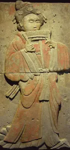 Terracotta stele with musician, Tang Dynasty (618-907), discovered in Shaanxi Province Terracotta stele with musician, Tang Dynasty (618-907), discovered in Shaanxi Province