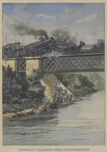 Colliding Gallery: Terrible collision between two trains on a bridge over the River Arve near Etrembieres