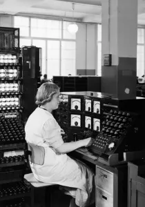Testing of television broadcasting equipment at the Telefunken manufacturing plant Testing of television broadcasting equipment at the Telefunken manufacturing plant