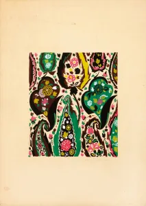 Textile design with flowers and leaves, (gouache on paper) Textile design with flowers and leaves, (gouache on paper)