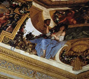 Thalie, one of the Muses, patron of comedy and pastoral poesy Detail of the paintings of Thalie, one of the Muses, patron of comedy and pastoral poesy Detail of the paintings of