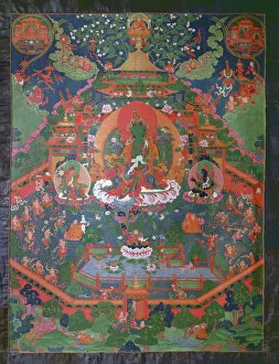 Buddha Gallery: Thangka depicting Green Tara (gouache on textile)