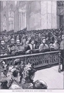 The thanksgiving service in St Paul's Cathedral 1871 AD (litho) The thanksgiving service in St Paul's Cathedral 1871 AD (litho)