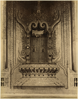 The The-ha-thana or the Lions throne in the Myei-nan or Main Audience Hall in The The-ha-thana or the Lions throne in the Myei-nan or Main Audience Hall in