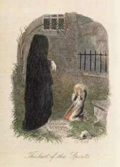 The Last of the Spirits, illustration to A Christmas Carol by Charles Dickens (1812-70) 1843 (colour engraving)