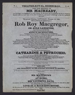 Theatre programme for the Theatre Royal, Edinburgh, 10 December 1825 (litho)