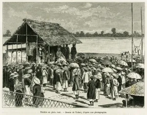 Theatre in the wind. Engraving by Tofani, after a photograph Theatre in the wind. Engraving by Tofani, after a photograph