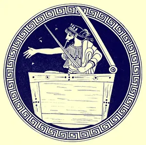 Thoas in the chest, illustration from Greek Vase Paintings by J. E Thoas in the chest, illustration from Greek Vase Paintings by J. E
